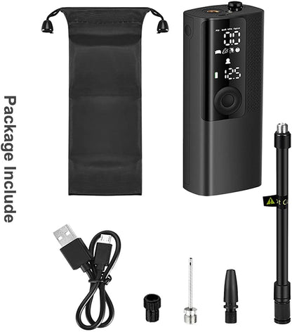 Bezior Elektro Fahrradpumpe Luftpumpe mit 2000mAh Akku, Verlängerungsrohr Luftpumpe Fahrrad, Kleine Fahrradluftpumpe Leichte Handpumpe MAX 120PSI für Roadbike Mountainbike