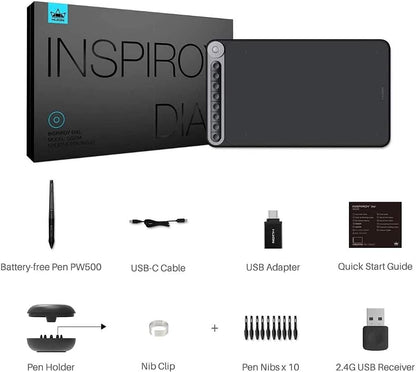 Tablette graphique HUION Q620M 5080 lpi 266,7 x 166,7 mm USB Noir