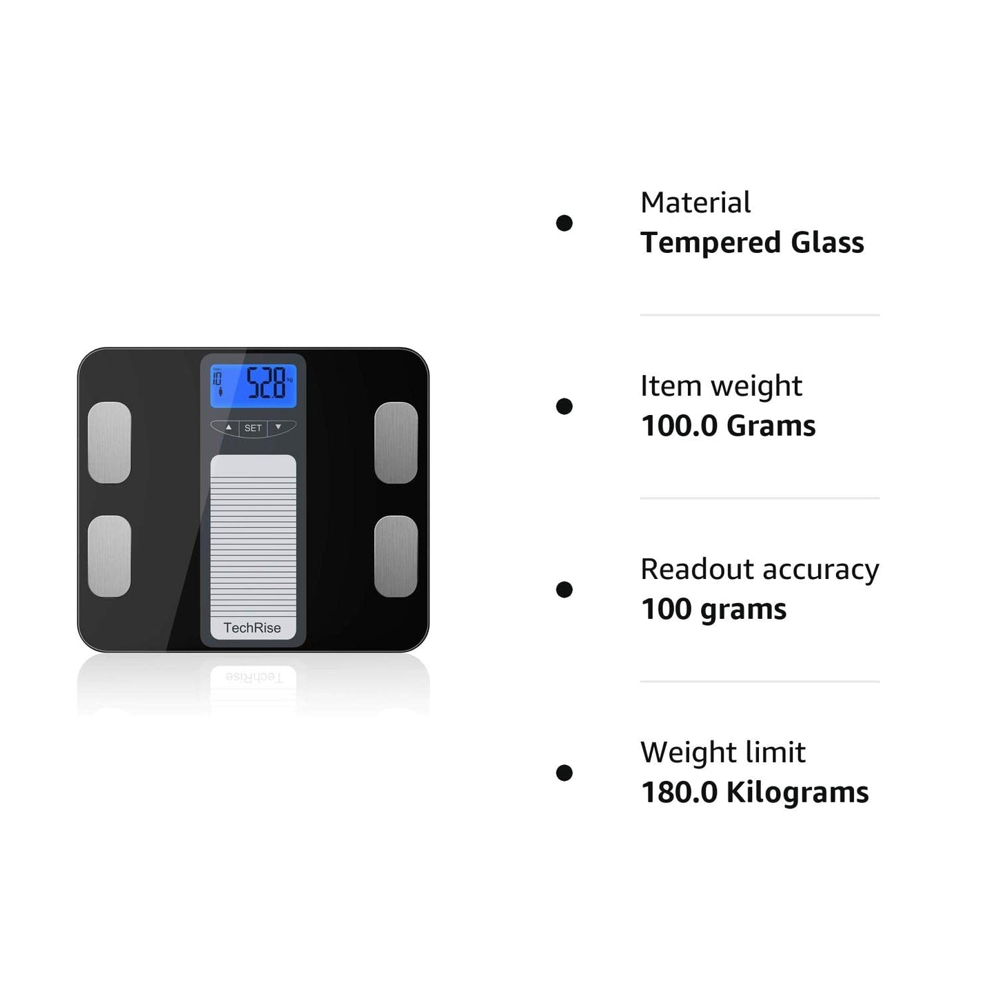 TechRise Body Weight, poids corporel numérique, poids intelligent, reconnaissance automatique de 10 utilisateurs, poids corporel,