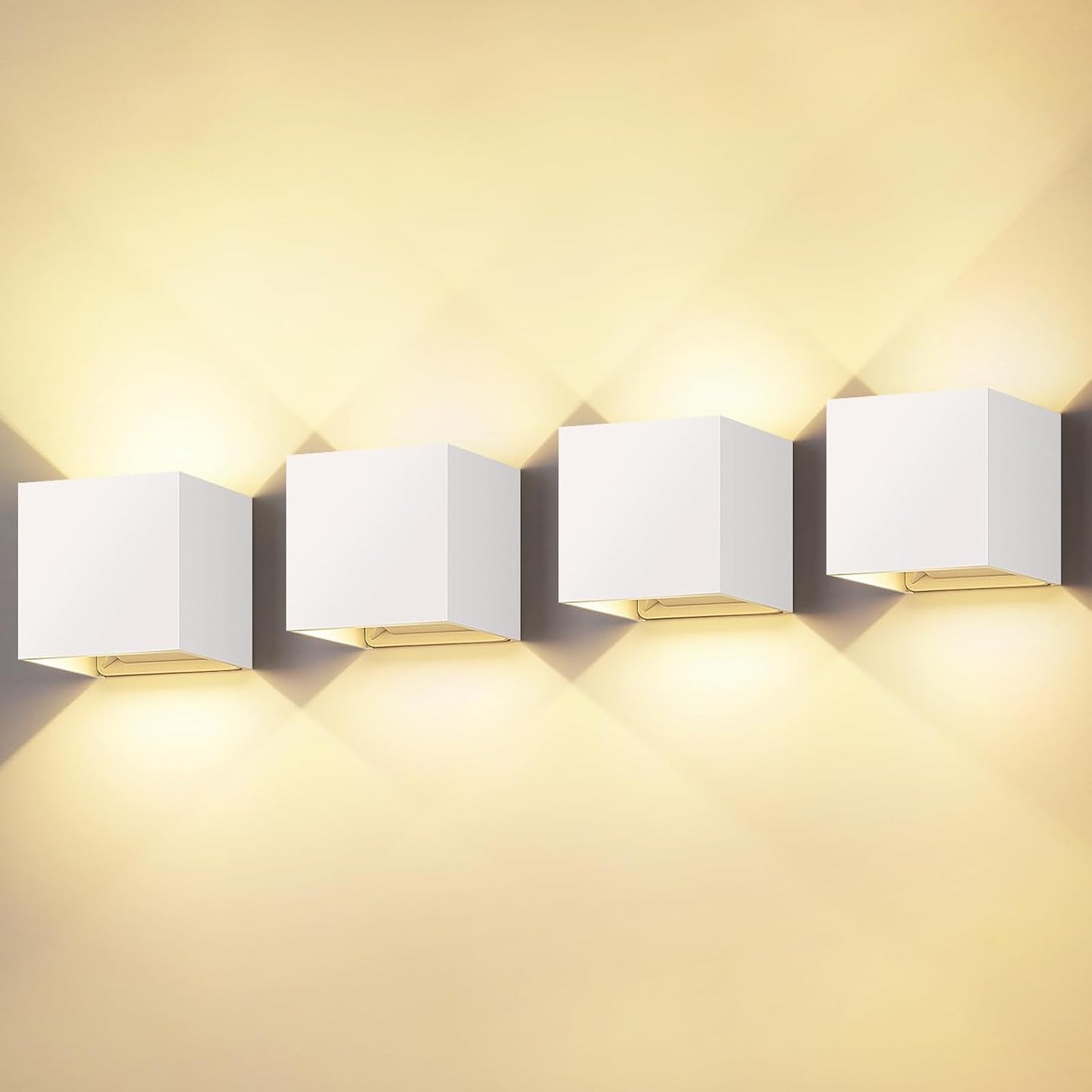 ledmo 4 Pièces 20W Appliques Intérieures/Außen 2000LM Appliques Auf und Ab Verstellbarer Lichtstrahl Lampes d'extérieur LED 3000K Appliques murales blanc chaud IP65 Appliques murales étanches [Classe énergétique F]