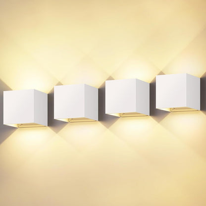 ledmo 4 Pièces 20W Appliques Intérieures/Außen 2000LM Appliques Auf und Ab Verstellbarer Lichtstrahl Lampes d'extérieur LED 3000K Appliques murales blanc chaud IP65 Appliques murales étanches [Classe énergétique F]