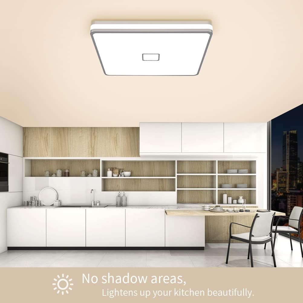 Deckenlampe Badezimmer LED Deckenleuchte 24W 2050LM 3000K Warmweiß Airand Bad Lampe Decke Wasserdicht IP44 Badlampe Modern Leuchte für Wohnzimmer Küche Balkon Flur Korridor Schlafzimmer Esszimmer Büro [Energieklasse E]