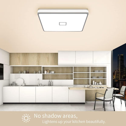 Deckenlampe Badezimmer LED Deckenleuchte 24W 2050LM 3000K Warmweiß Airand Bad Lampe Decke Wasserdicht IP44 Badlampe Modern Leuchte für Wohnzimmer Küche Balkon Flur Korridor Schlafzimmer Esszimmer Büro [Energieklasse E]