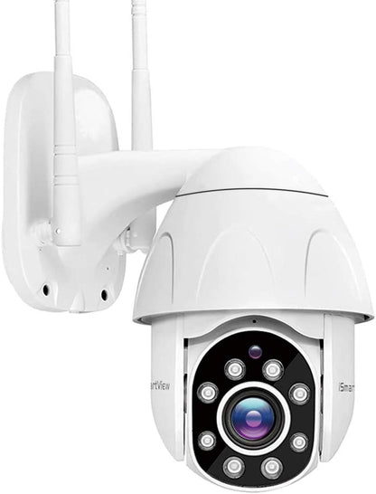 iSmartView Kabel-Outdoor-WLAN-Überwachungskamera, 1080p, 2 MP, Sichtleiste, 360°-Sicht, Klarheit, Nachtsicht, automatische Übertragung von 2-Wege-Audio, Überwachungs-Bewegungserkennung, LED-Lichtalarm, max. 128 GB TF-Karte