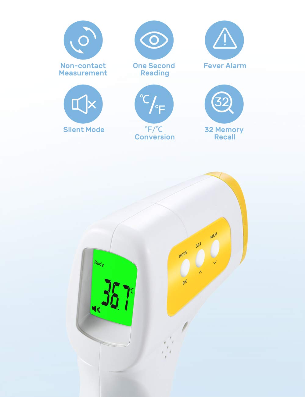 CocoBear Stirnthermometer, Infrarot-Thermometer, digitales Thermometer für Baby, Kinder und Erwachsene, professionelles medizinisches Infrarot-Thermometer für den Körper