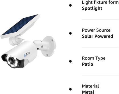 A-ZONE Solar-Bewegungsmelder-Licht für den Außenbereich – 800 Lumen, 8 LED-Strahler, 5-Watt-Solarleuchten für den Außenbereich, IP66 wasserdicht, kabelloses Solar-Flutlicht für Veranda, Garten, Terrasse, Auffahrt, Weg, Aluminium (weiß)