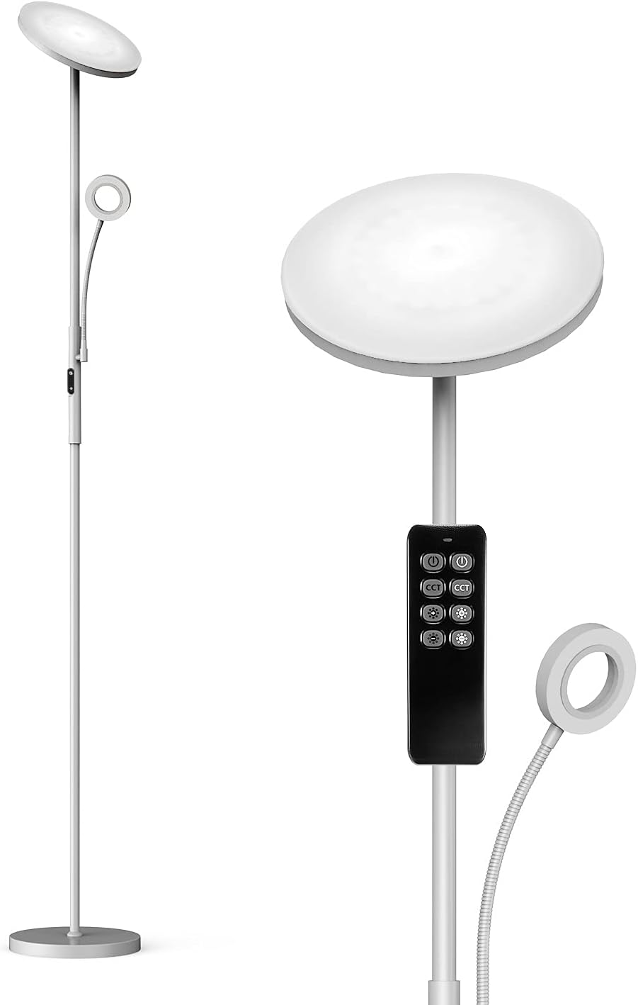 Anten Stehleuchte Dimmbar 30W LED-Deckenleuchte 5W verstellbar Leselampe Weiß