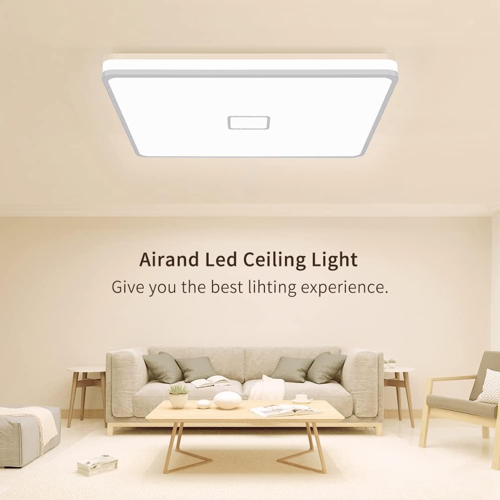 Deckenlampe Badezimmer LED Deckenleuchte 24W 2050LM 3000K Warmweiß Airand Bad Lampe Decke Wasserdicht IP44 Badlampe Modern Leuchte für Wohnzimmer Küche Balkon Flur Korridor Schlafzimmer Esszimmer Büro [Energieklasse E]