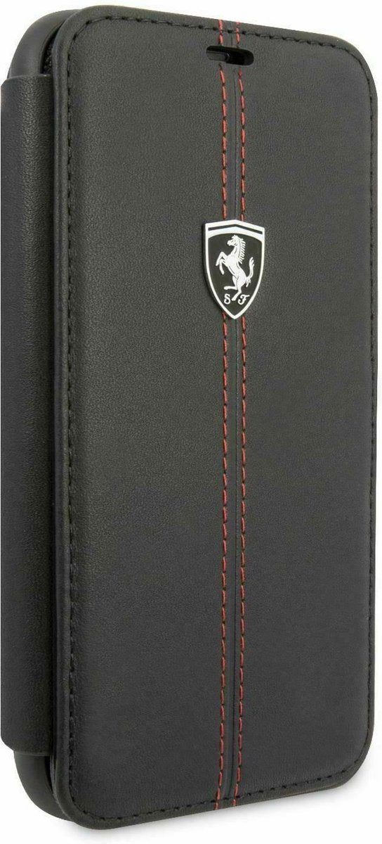 Étui Ferrari Booktype en cuir véritable noir pour Apple iPhone 11