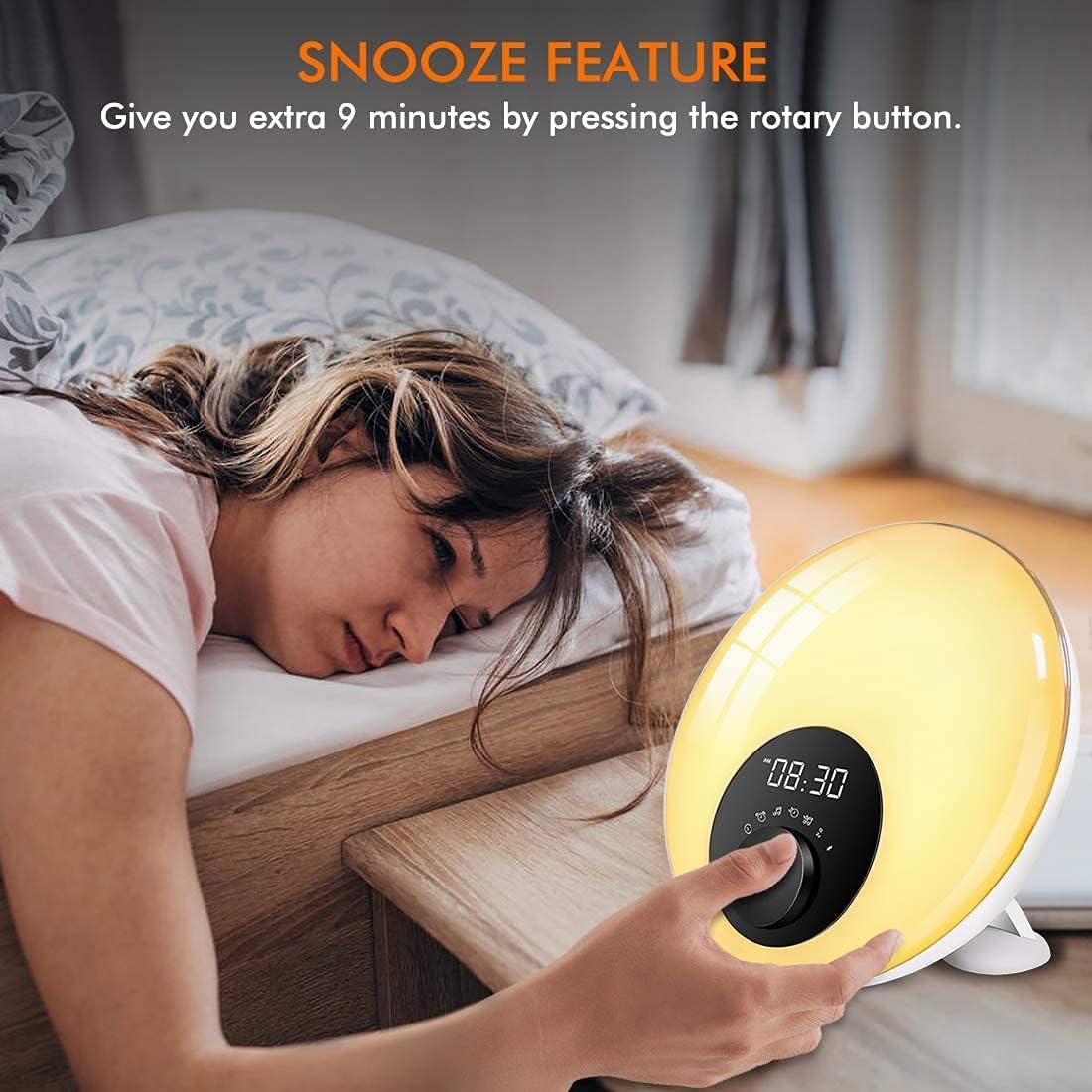 Lichtwecker  Wake Up mit Bluetooth-Lautsprecher,Touch-Steuerung, Schlummerfunktion, Sonnenaufgangs- und Sonnenuntergangssimulation und Einschlafhilfe, Stimmungslicht mit Farbwechsel, 10 Melodien