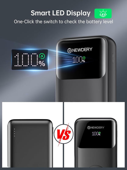NEWDERY Powerbank für Apple Watch & iPhone Ladegerät 20000mAh Drahtloses Ladestation Power Bank, Schnelles Laden Externes Akkupack tragbarer Reiseakku für iPhone 15/14/13/12 Serie, iWatch Ultra/9-1
