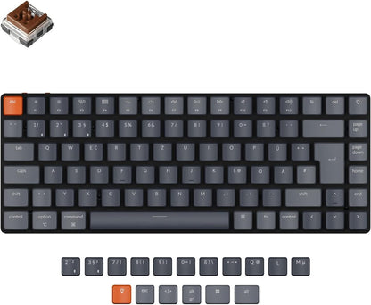Keychron K3 Ultra-Slim Bluetooth Wireless Mechanische Tastatur, 75% ISO-DE-Layout Hot-Swap-fähig Low Profile Optischer Brauner Schalter RGB Gaming-Tastatur für Mac Windows