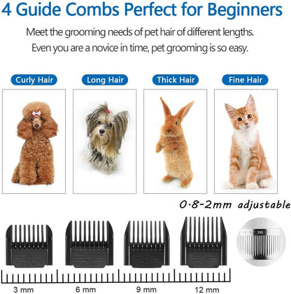 Hundeschermaschine, 2-Gang-Hundepflegeset, Hundehaarschneider, Katzenrasierer, geräuscharme, wiederaufladbare, kabellose Haustierschermaschine für kleine, mittelgroße und große Hunde und Katzen