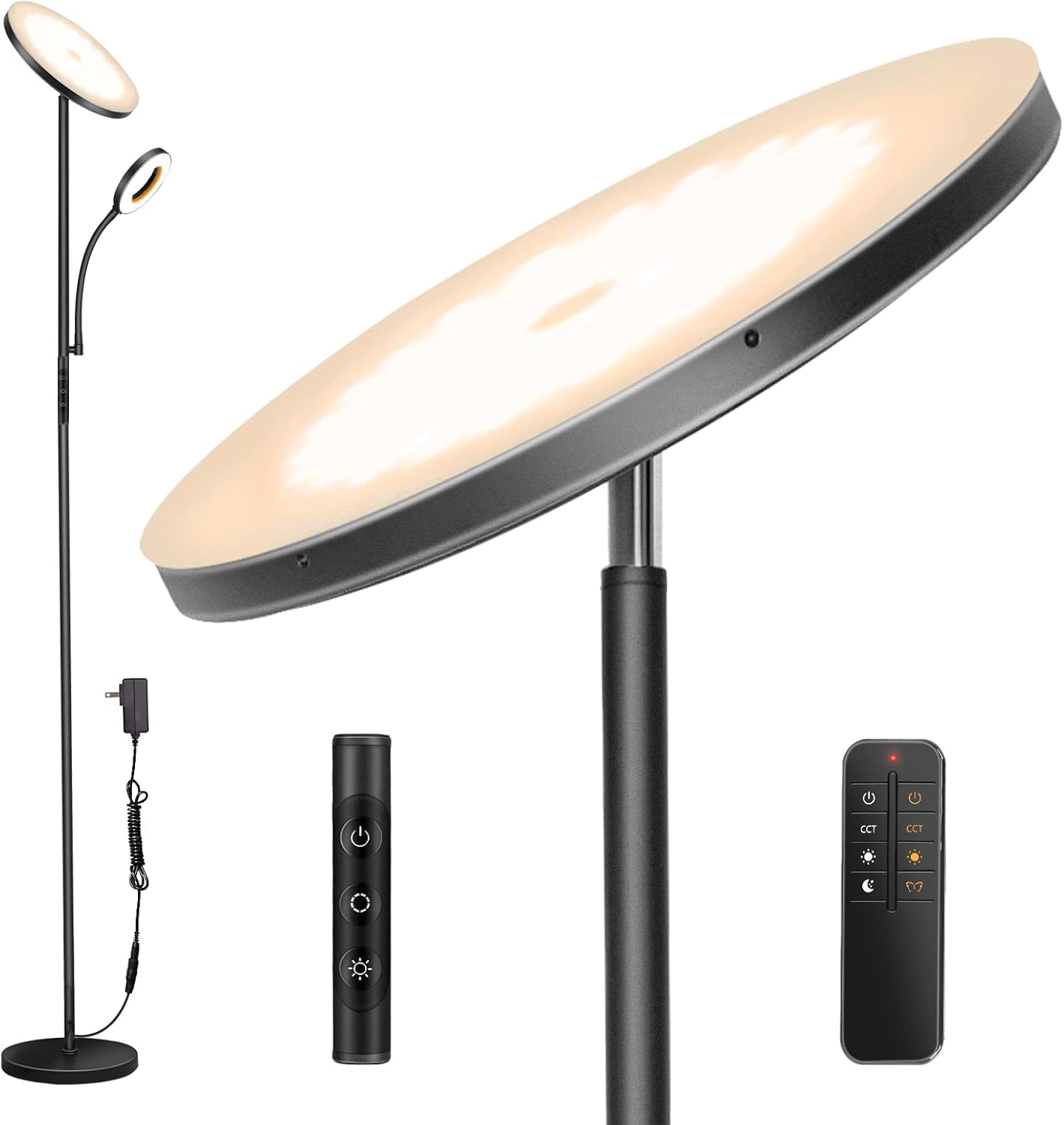 LED Stehleuchte Deckenfluter, 3600LM 42W Moderne Stehleuchten avec lampes LED plus lumineuses, 2700K-6500K Stufenlos Dimmbare Stehlampe avec Fernbedienung &amp; Touch Control für Wohnen [Classe énergétique F]