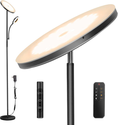 LED Stehleuchte Deckenfluter, 3600LM 42W Moderne Stehleuchten avec lampes LED plus lumineuses, 2700K-6500K Stufenlos Dimmbare Stehlampe avec Fernbedienung &amp; Touch Control für Wohnen [Classe énergétique F]