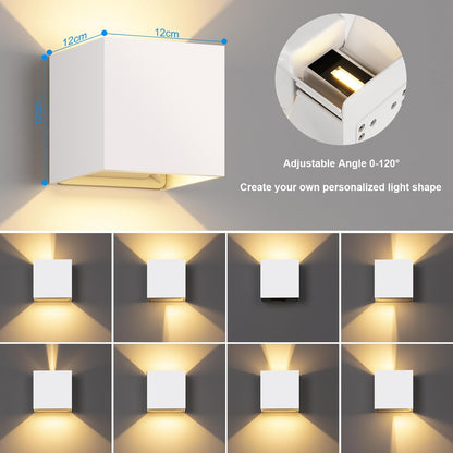 ledmo 4 Pièces 20W Appliques Intérieures/Außen 2000LM Appliques Auf und Ab Verstellbarer Lichtstrahl Lampes d'extérieur LED 3000K Appliques murales blanc chaud IP65 Appliques murales étanches [Classe énergétique F]
