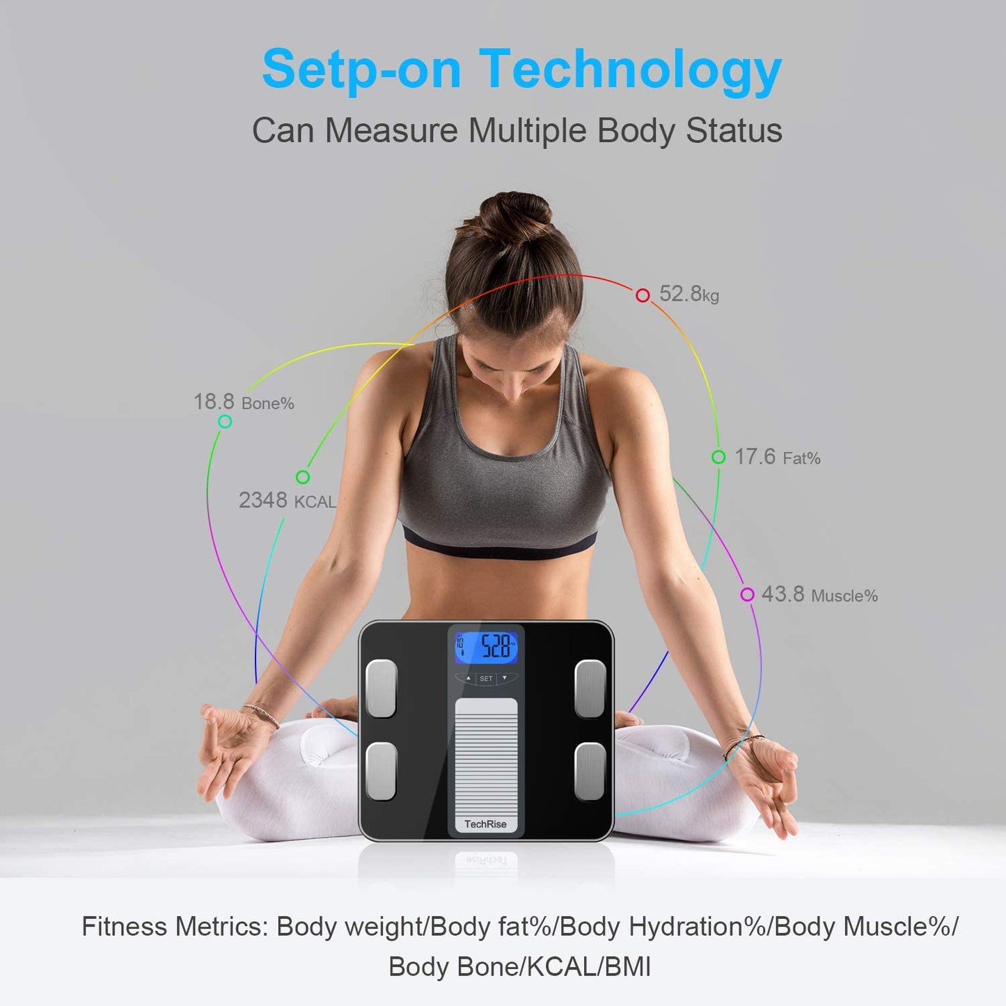 TechRise Body Weight, poids corporel numérique, poids intelligent, reconnaissance automatique de 10 utilisateurs, poids corporel,