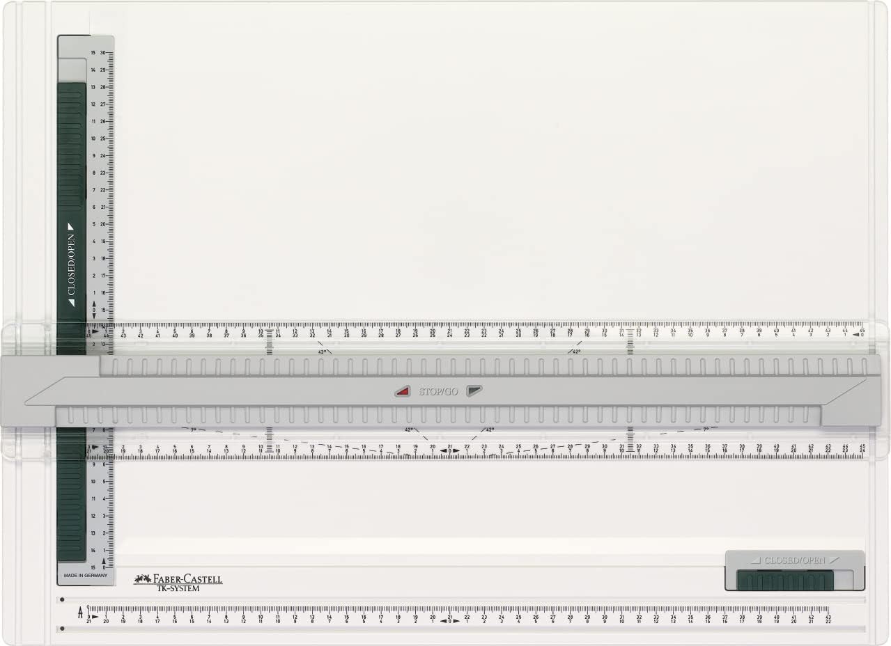 FABER-CASTELL 171273 - Zeichenplatte A3 TK-SYSTEM, avec Führungsnuten et Zirkelabgriffskala