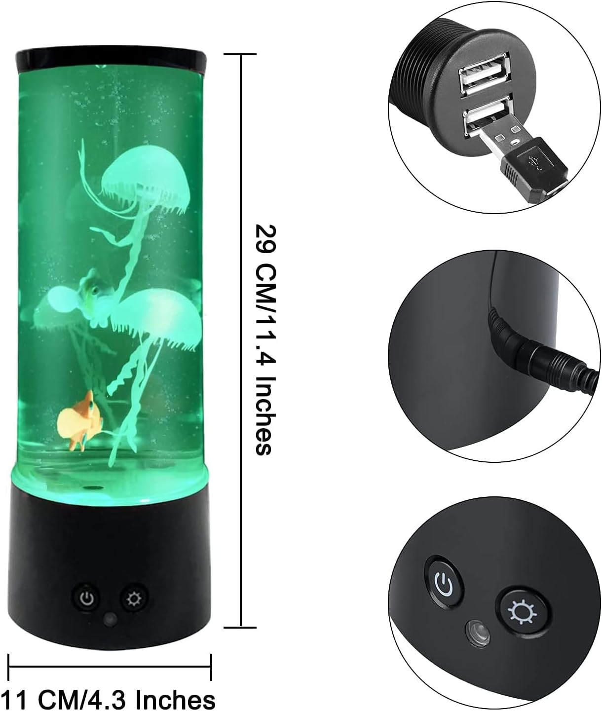 Lampe d'ambiance Aquarium Quallen - 16 options de vie avec télécommande - Options USB/batterie - Décoration passionnante pour la maison, le bureau, la maison et l'extérieur - Cadeau unique pour enfants et adultes