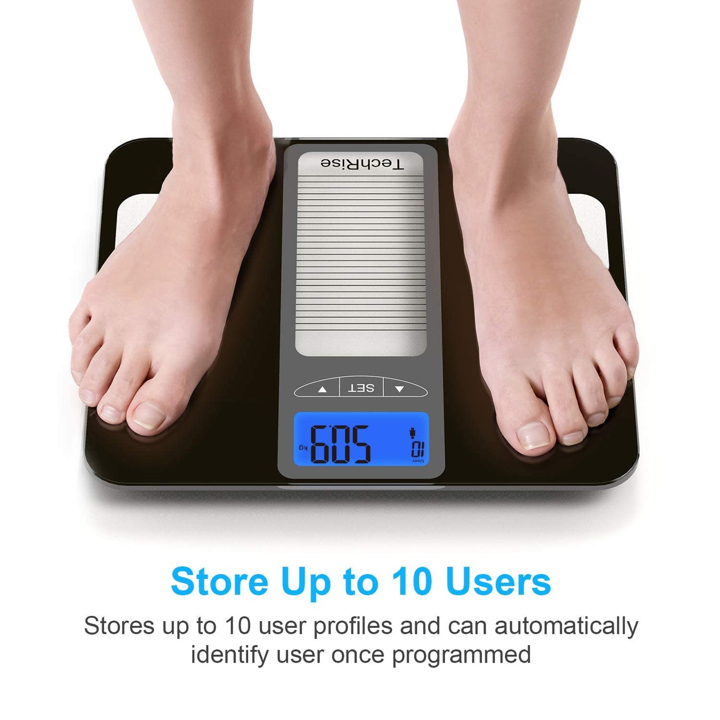 TechRise Body Weight, poids corporel numérique, poids intelligent, reconnaissance automatique de 10 utilisateurs, poids corporel,