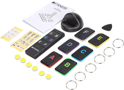 Retekess TH104 Schlüsselfinder, Cable Loser Objektfinder, 85 dB Beepton, unterstützt Fernbedienung, 131 Fuß Arbeitsbereich, 6 Empfänger für Haustier, Geldbörse, Schlüsselverfolgung