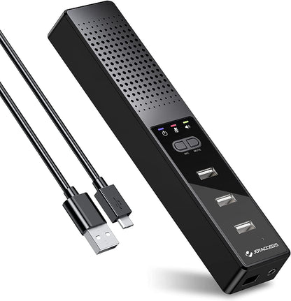 Haut-parleur d'ordinateur avec microphone, haut-parleur PC compatible USB JOYACCESS pour bureau à domicile intelligent et apprentissage en ligne, haut-parleur d'ordinateur 3 en 1 portable et externe avec hubs, Plug &amp; Play.