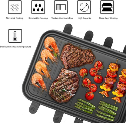 Raclettegrill 8 Personen Grillplatte Antihaftbeschichtet, Raclette mit 8 Mini-Raclettepfännchen &amp; 4 Holzspatel, Stufenlos regelbare Temperatur, 1500 W, Edelstahl