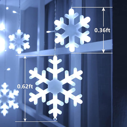Weihnachts-Schneeflocken-Lichter, 10,66 Fuß, 168 LED-Eiszapfen-Lichter für den Außenbereich mit 14 Tropfen, 8 Modi, wasserdicht, anschließbar, Weihnachtslicht für Dachvorsprünge, Hochzeit, Garten, Hof, Innen- und Außenbereich (weiß)