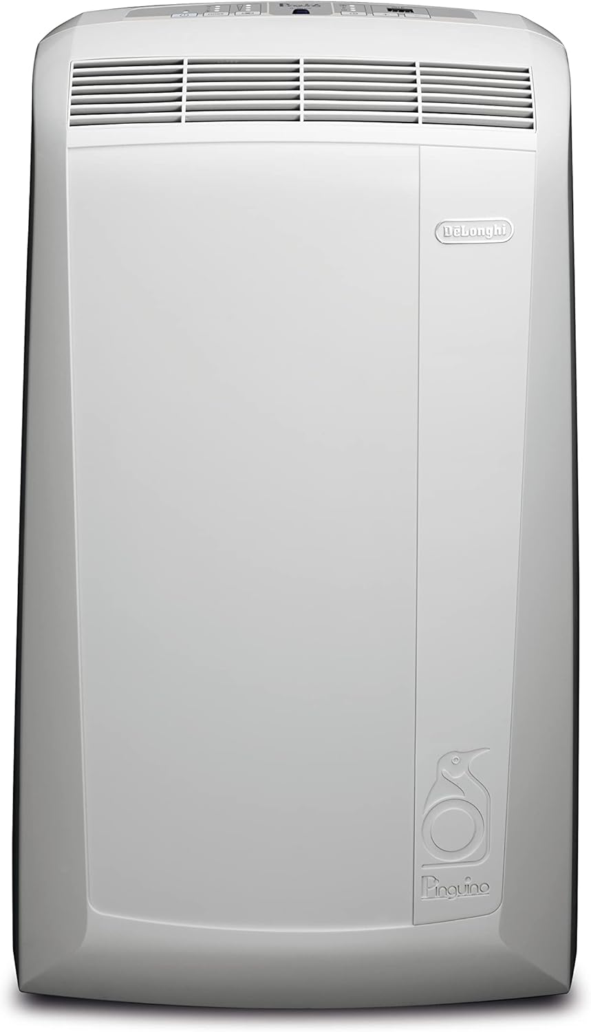 De'Longhi Pinguino PAC N82 ECO, Mobile Klimaanlage für Räume bis zu 80 m³, 9.400 BTU/h, 2,4 kW, 63 dB, Entfeuchtungsfunktion, Energieeffizienzklasse A, 12h-Timer, Weiß [Energieklasse A]