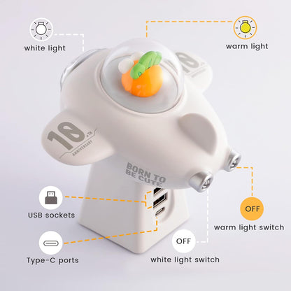 INXDOLHOM Veilleuse pour Enfants, Forme de Flugzeug à la Mode, Petits Chiots IP, Briquet d'ambiance/Veilleuse, Cadeau pour Mädchen, Jungen, Kinder (blanc)