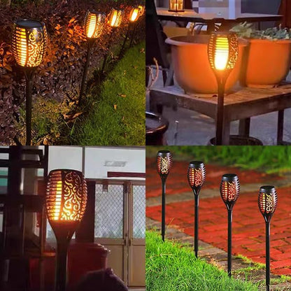LQWELL Solarleuchten, Solar-Fackelleuchten für den Garten im Freien, 8er-Pack, 12 LED-Solarleuchte mit realistischem Flammeneffekt, IP65 wasserdichte Gartenfackeln, Solarleuchten für Weg, Hinterhof und Rasen (8er-Pack)