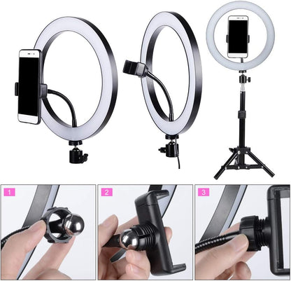 HAKUTATZ® Ringlicht, Dimmbares LED-Ringlicht mit Statischem Spiegel, LED-Ringlicht-Set für Video- und Fotofotografie, Make-up