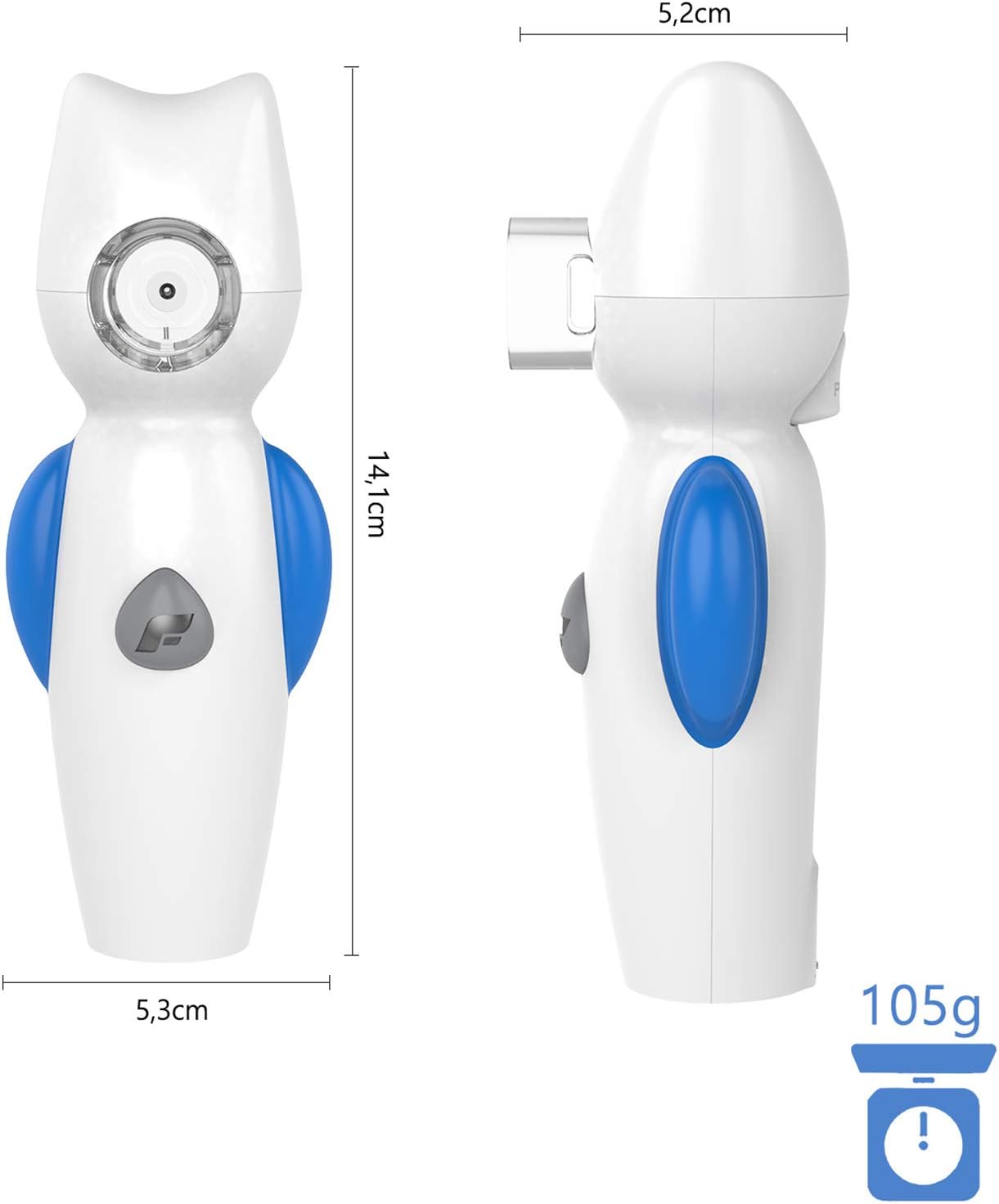 FEELLIFE Inhalationsgerät für Kinder Leiser mesh  Inhalator für Babys Musikfunktion Tragbarer, Leicht & effektiv bei Atemwegserkrankungen 2 Medizinbecher inklusive (Blau)