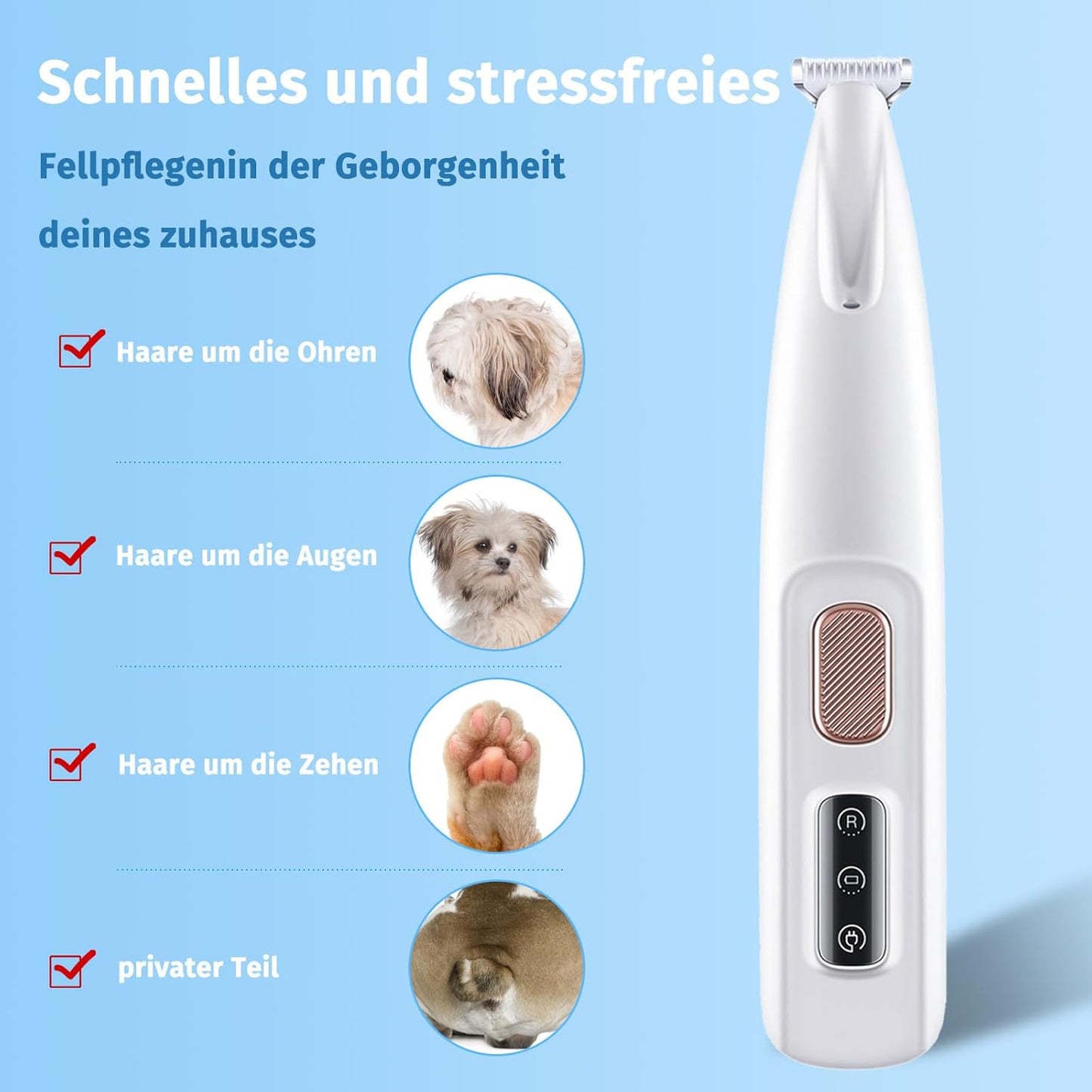 Paw Trim Pro Dr. Pfoten Pfotentrimmer, Hundeschermaschine für Hunde Extra Leise, Hundepfoten Trimmer Mit LED-Licht, Pawtrim pro-Schmerzfreie Pfotenpflege in Sekundenschnelle