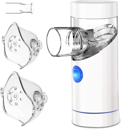 Milcea Tragbares Vernebler Set , Inhalator Vernebler für Kinder und Erwachsene Atemwegserkrankungen , 2 Masken , Automatische Reinigung  (Weiß)