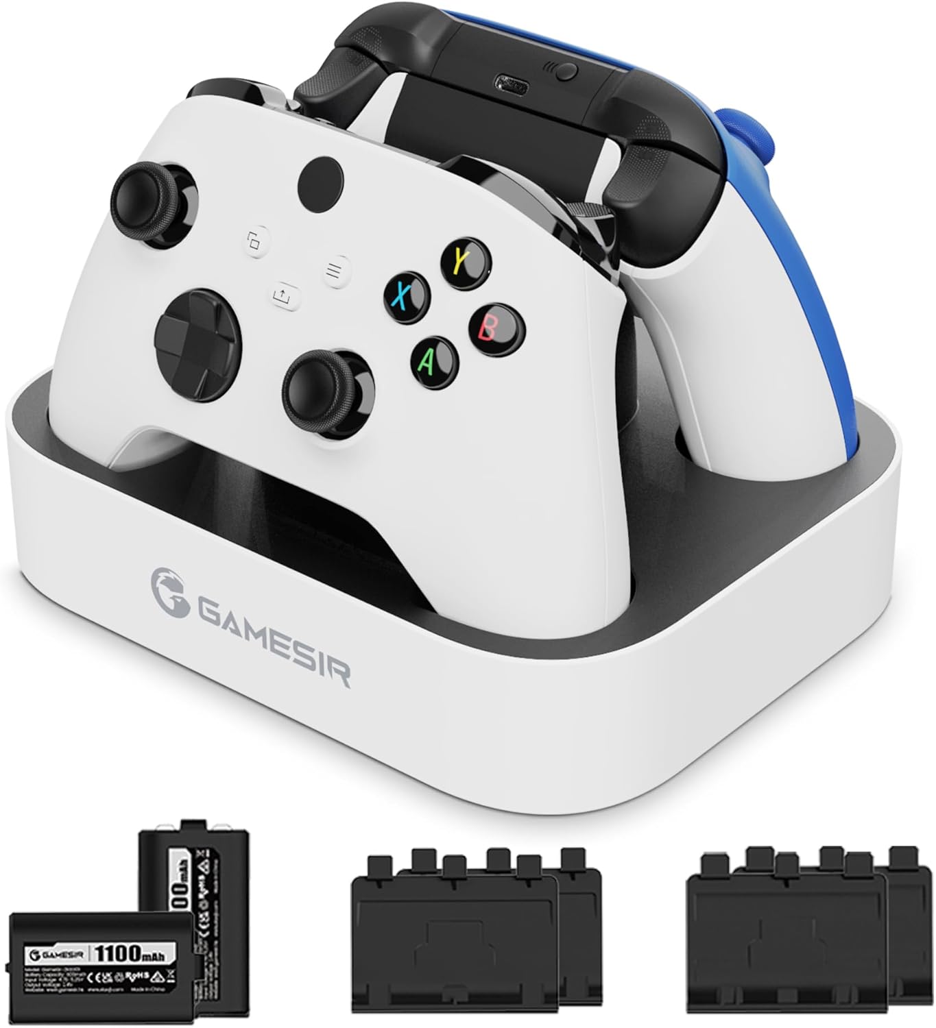 GameSir Controller-Ladestation für Xbox One/Xbox Series X|S Controller, schnelle Dual-Ladedocks für Xbox One X|S mit 2 x 1100 mAh wiederaufladbarem Lithium-Akku, LED-Anzeige