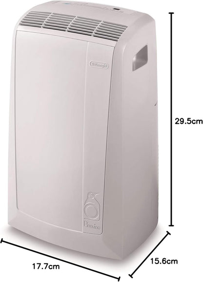 De'Longhi Pinguino PAC N82 ECO, Mobile Klimaanlage für Räume bis zu 80 m³, 9.400 BTU/h, 2,4 kW, 63 dB, Entfeuchtungsfunktion, Energieeffizienzklasse A, 12h-Timer, Weiß [Energieklasse A]
