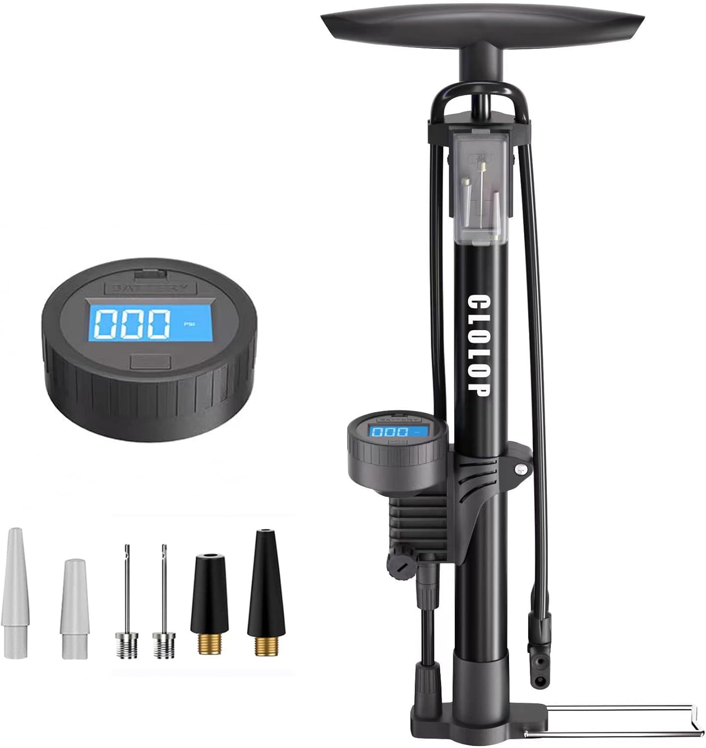 CLOLOP Fahrradpumpe Standpumpe Digitales Manometer Ballpumpe mit Presta- und Schrader-Ventilen für Fahrradreifen Sportbälle Luftballons Schwimmringe usw.