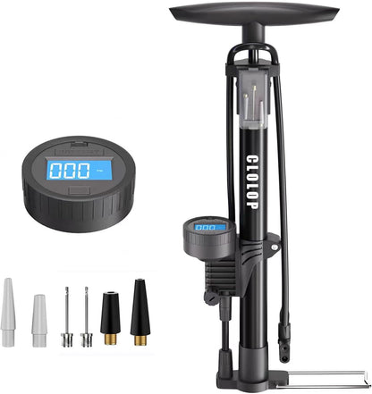 CLOLOP Fahrradpumpe Standpumpe Digitales Manometer Ballpumpe mit Presta- und Schrader-Ventilen für Fahrradreifen Sportbälle Luftballons Schwimmringe usw.