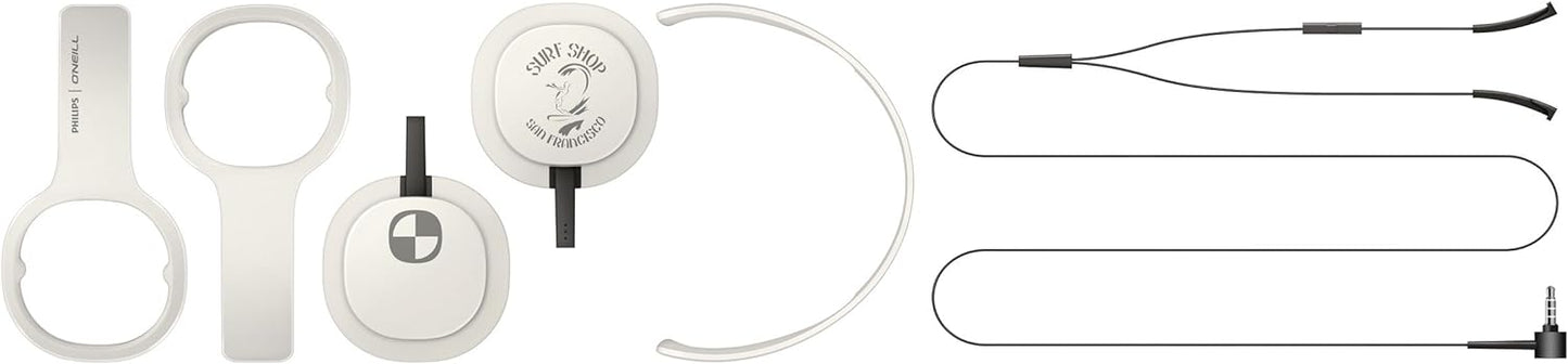 Casque supra-auriculaire Philips O'Neill Cruz SHOW 3305 STKR/00 avec basses supplémentaires et fonction casque universelle, blanc/noir