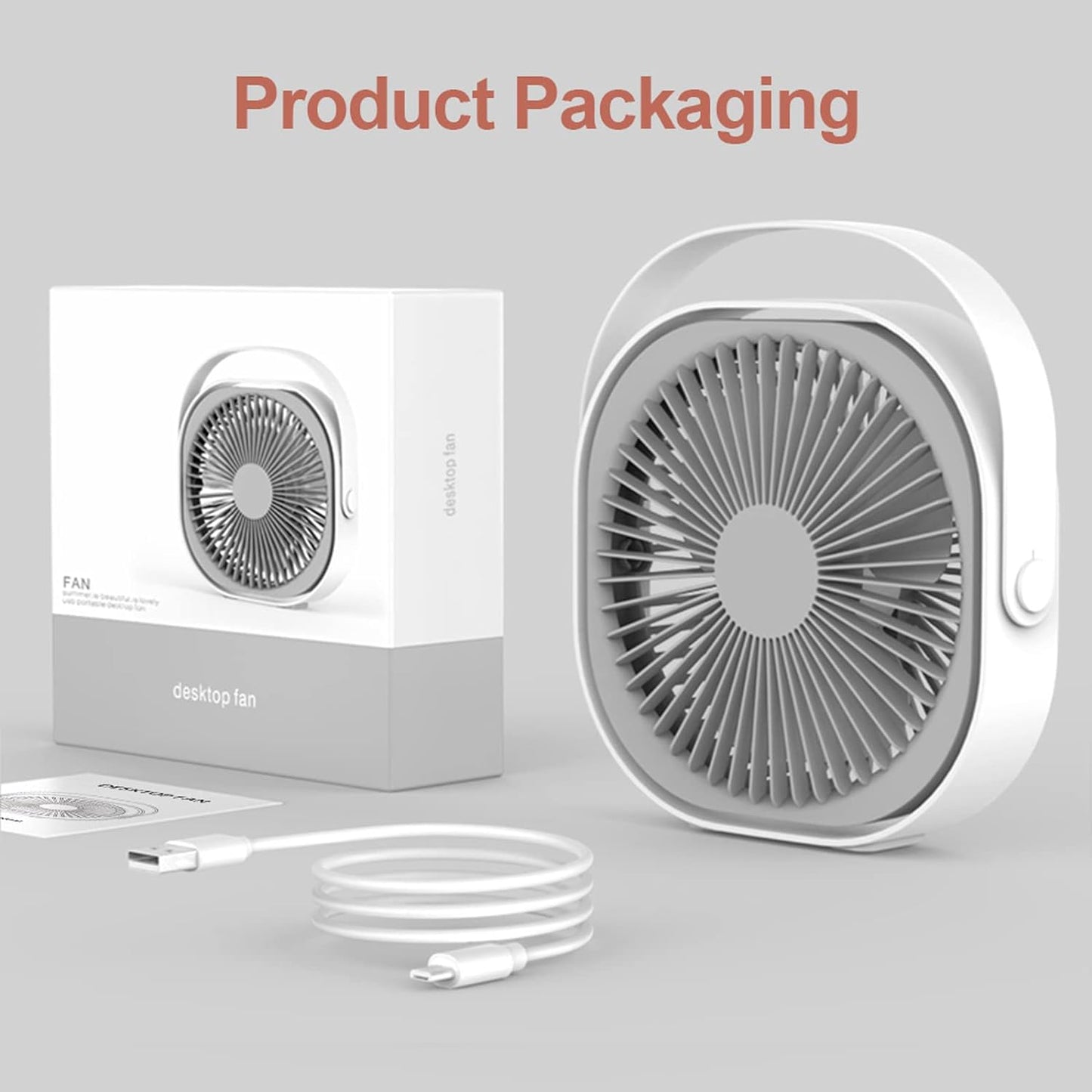 BENMA sehen Schreibtischfan, USB-Tischfan, 8 Zoll, 3 Geschwindigkeiten, geschloser Ventilator mit kontinuierlicher Geschwindigkeit, USB-betrieben, strong Wind, leiser Betrieb for Home-Office-Schlafzimmer