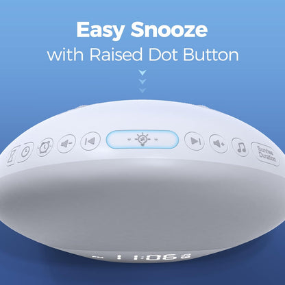REACHER Sound Machine Sonnenaufgangswecker mit Nachtlicht, 26 von der Natur inspirierte Schlafgeräusche, 0-100% dimmbare Uhr, Sonnenaufgangslampe, Aufwachlicht, Braun/Rosa/Weiß Geräuschmaschine für