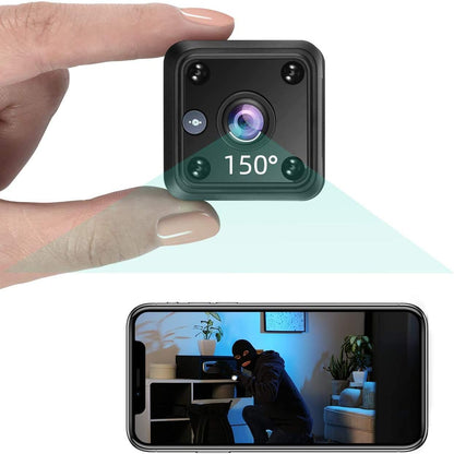 TeamMe Mini-Kamera 1080P HD WiFi IP-Kamera avec Wideraufladbarem Akku, Videoanrufkamera, Nanny-Übermonitorkamera pour l'intérieur et l'extérieur avec mouvement et vision nocturne, Fernzugriff, Zeitpläne, Schwarz