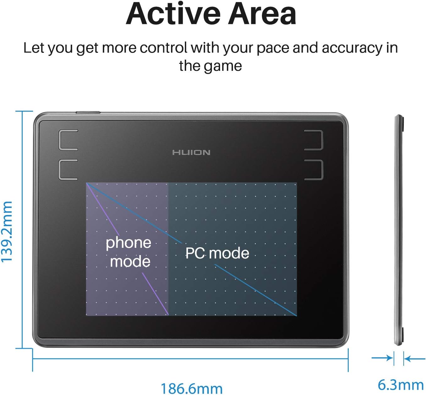 HUION Inspiroy H430P Zeichentablett avec 4,8 x 3 Zoll Beitsbereich Grafiktablett, Batterielosem Stift, Support Mac Windows Android et OSU, Idéal pour le travail de la maison et de l'environnement