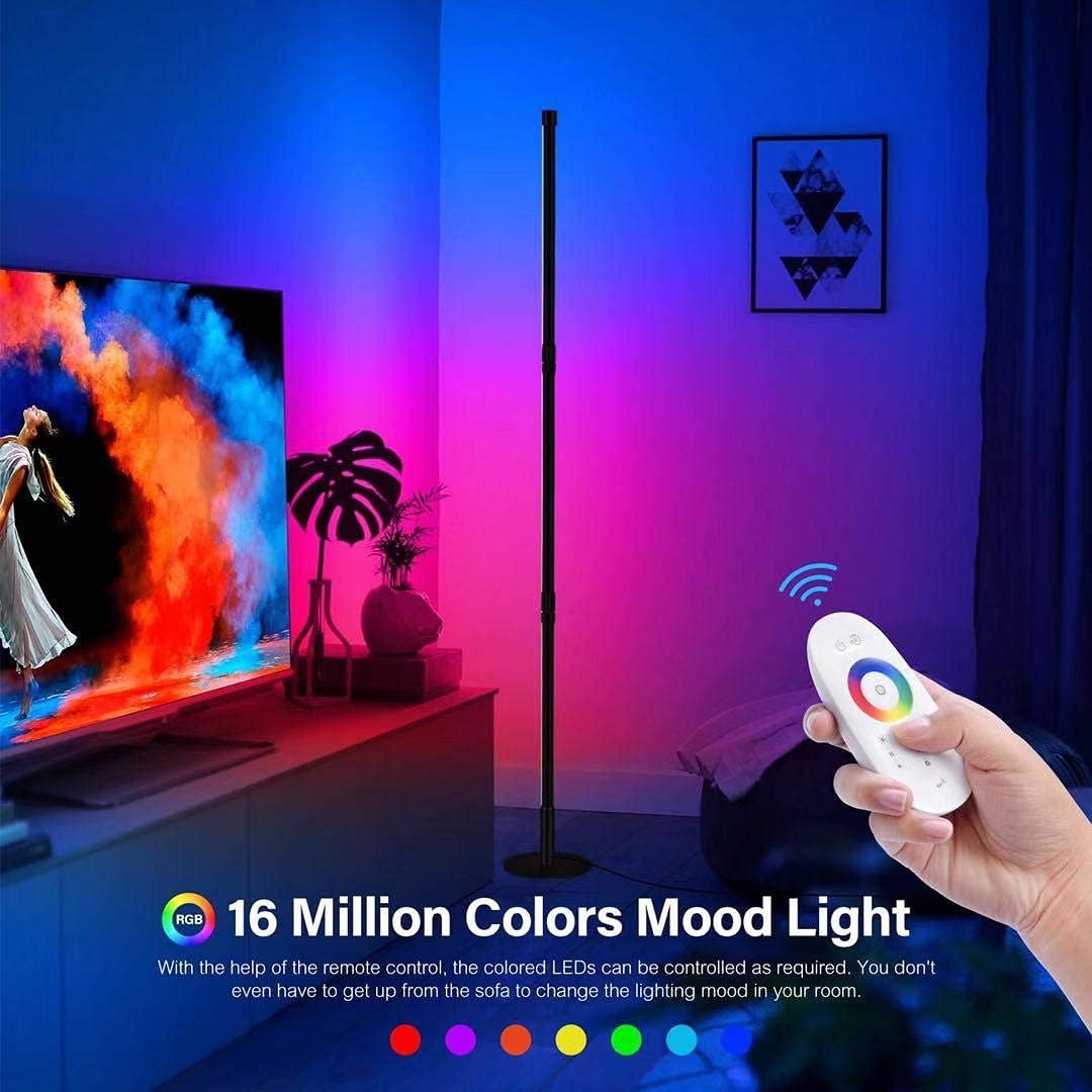 LED Stehlampe Dimmbar mit Fernbedienung, 2800LM 20W Stehleuchte Farbwechsel Lichtsaeule RGB Farbtemperaturen und Helligkeit Stufenlos Dimmbar für Wohnzimmer Schlafzimmer [Energieklasse F]