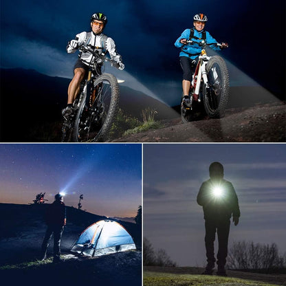 Sanfant Fahrradlicht Set, Fahrradbeleuchtung LED, Fahrradlampe Set, Fahrradlicht Frontlicht Vorne, Aufladbar, StVZO Zugelassen Wasserdicht, 2 modes d'éclairage Frontlicht et Rearlight Set