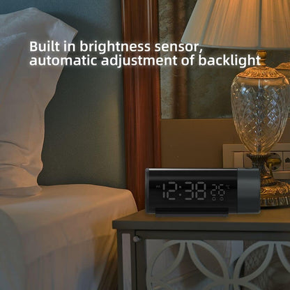 FanJu Digital Projektionswecker mit Temperatur und Zeit-Projektion, für Schlafzimmer, mit USB-Anschluss,Helligkeit automatisch einstellen, 12/24H, Zwei Wecker mit Schlummer.