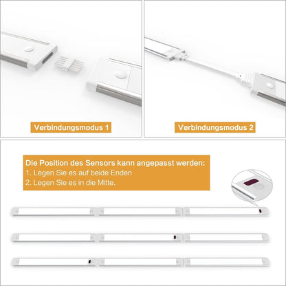 wobsion Unterbauleuchte Küche LED dimmbar mit berührungslosem Sensor, Küchenleuchte Unterbau LED 30 cm x 3 Stück in Warmweiß 3000 K, ultradünne LED-Lichtleiste Küche für Kleiderschrank, Vitrine [Energieklasse G]
