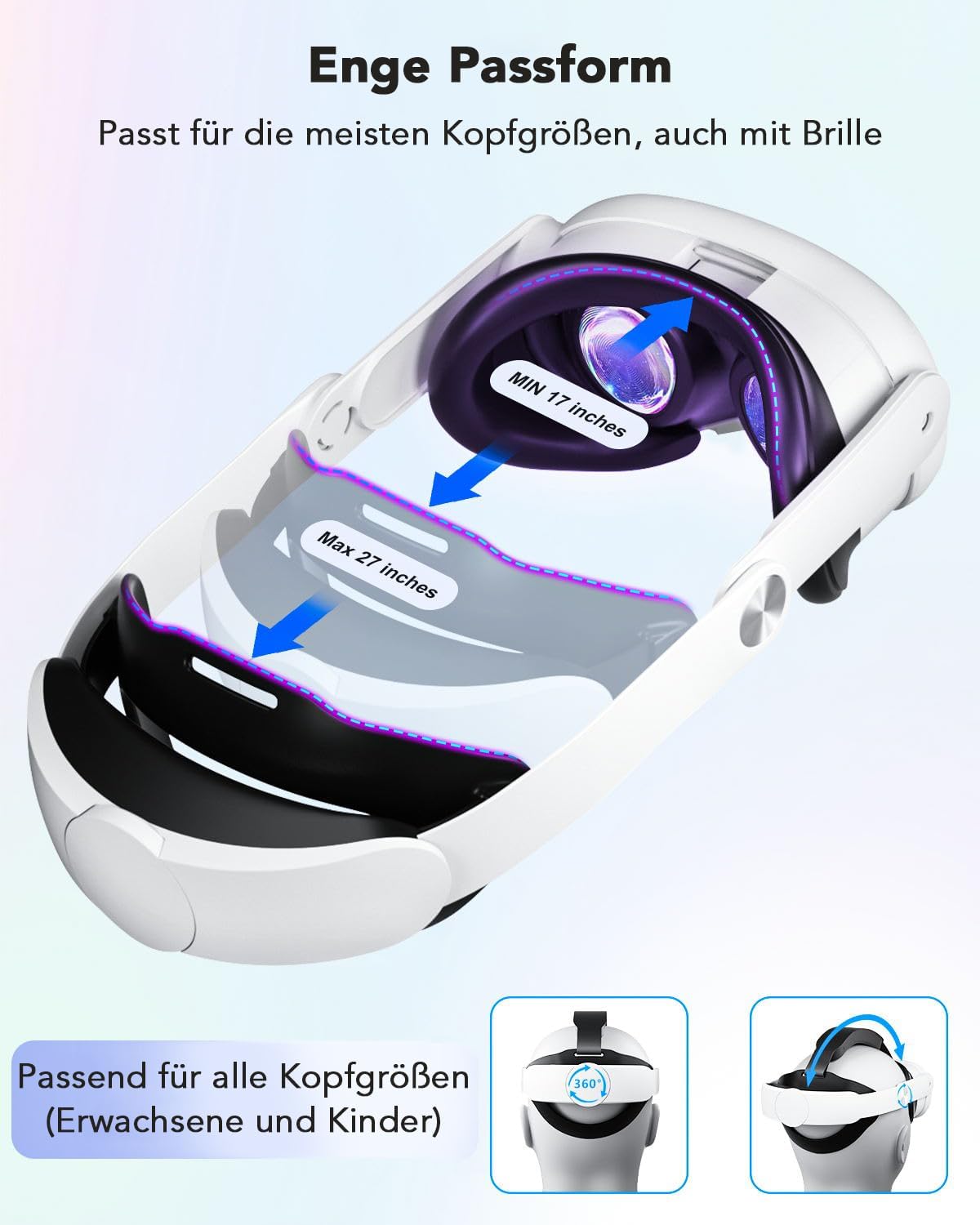 HATALKIN VR Headstrap Akku Kompatibel mit Meta Quest 3 Zubehör,mit 10000 mAh Batterie Zubehör und Verstellbares, Leichtes als Ersatz Headstrap,Verstellbarer Schnell Aufladbare für Meta Quest 3.
