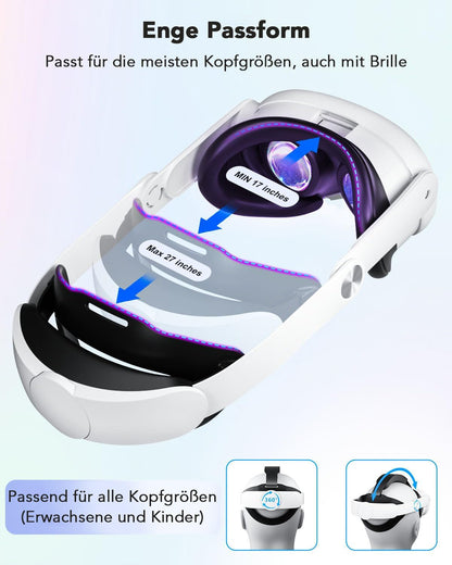 HATALKIN VR Headstrap Akku Kompatibel mit Meta Quest 3 Zubehör,mit 10000 mAh Batterie Zubehör und Verstellbares, Leichtes als Ersatz Headstrap,Verstellbarer Schnell Aufladbare für Meta Quest 3.